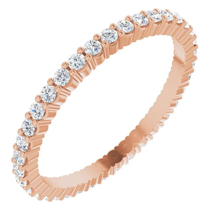 Ladies rings marquise cut rings-14K Rose 1/2 CTW Lab-Grown Diamond Eternity Band Size 5