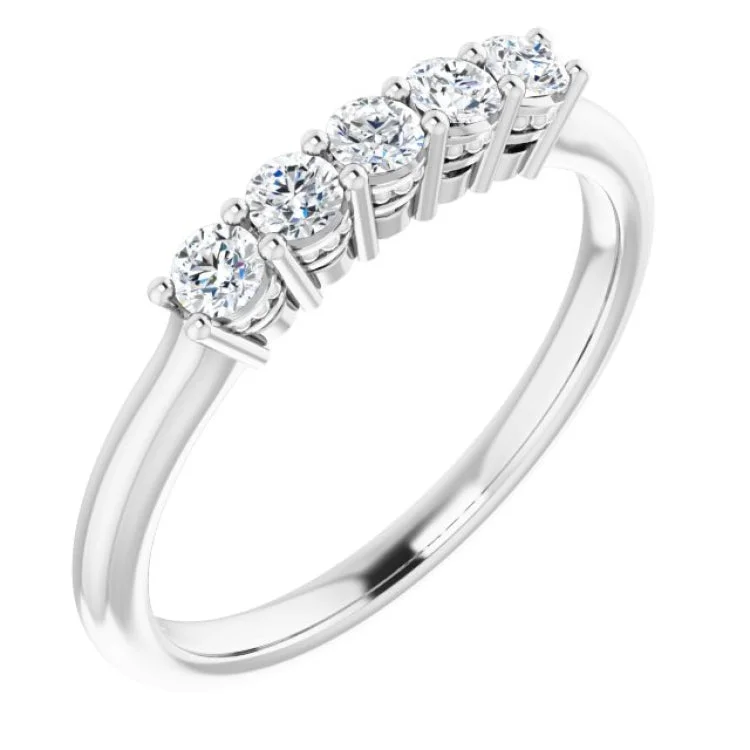 Ladies rings hammered craft looks-14K White 1/3 CTW Natural Diamond Anniversary Band