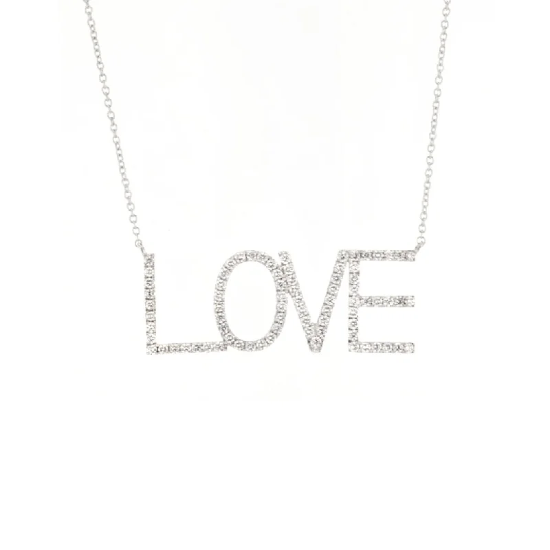 ladies necklace hammered sapphire-0.58 ctw Diamond LOVE Necklace