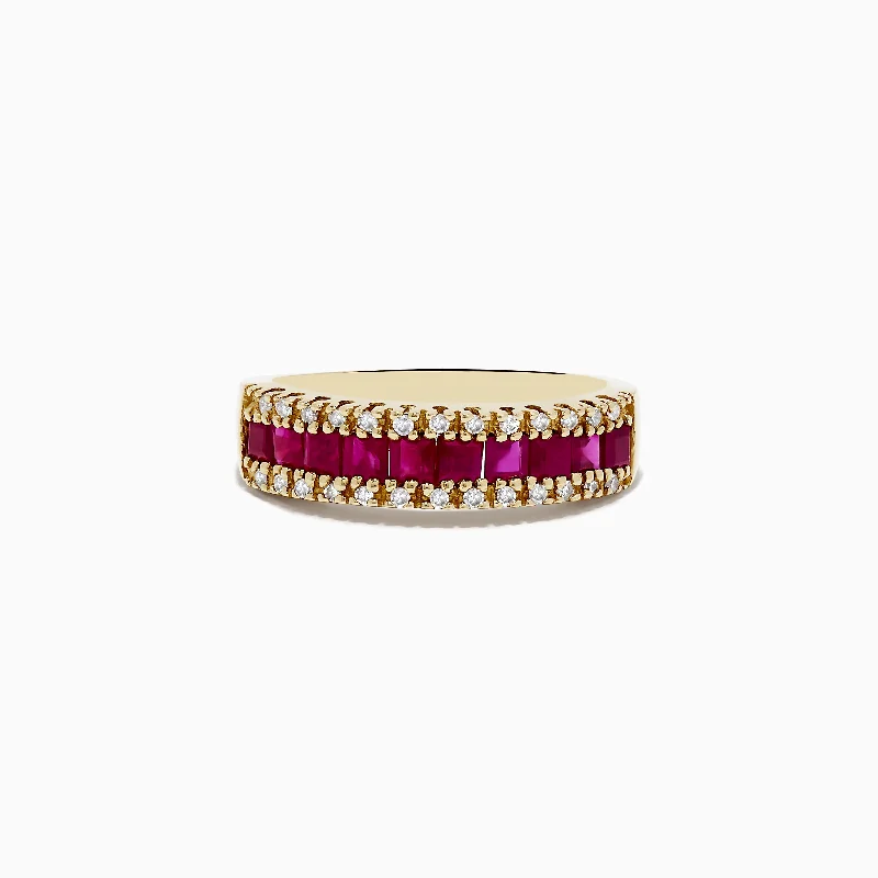 Ladies rings heavy statement pieces-Ruby Royal 14K Yellow Gold Princess Cut Ruby Band, 1.46 TCW