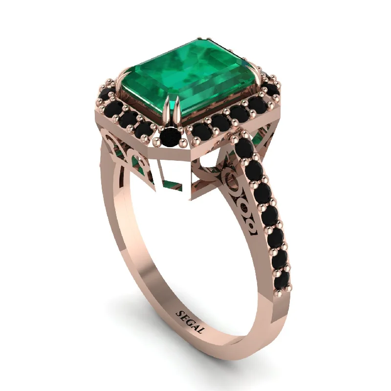 Ladies engagement rings unique designs-Emerald Cut Emerald Vintage-Inspired Engagement Ring - Addilyn No. 35