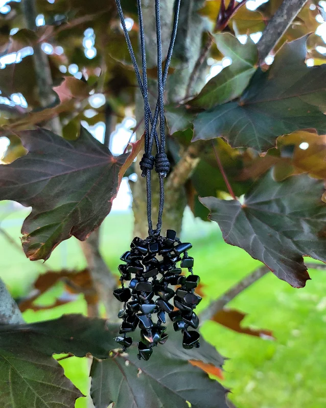 ladies necklace onyx tropical-Black Rope Necklace