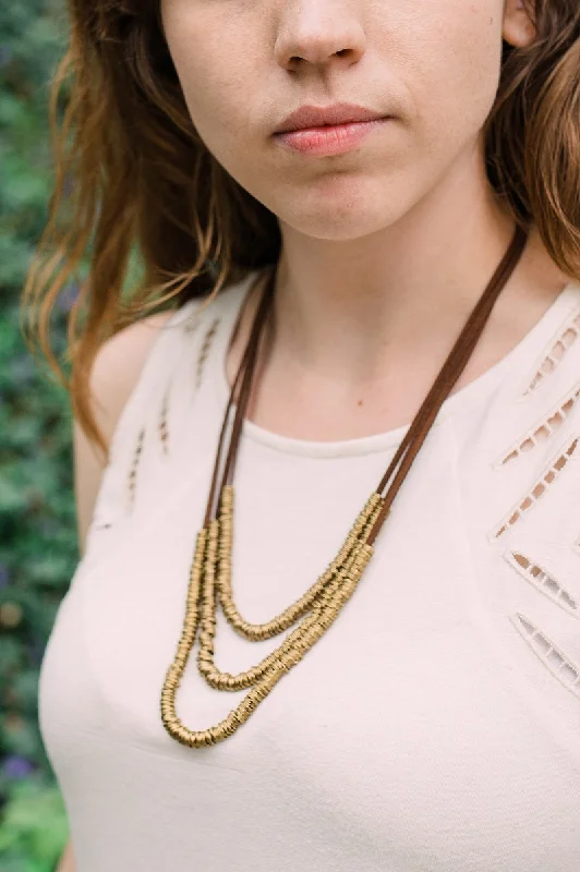 ladies necklace statement collar-Brown Rings of Gold Necklace