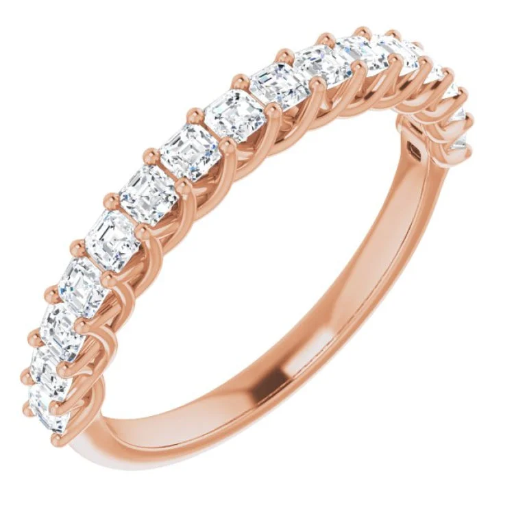 Ladies rings sturdy build rings-14K Rose 3/4 CTW Natural Diamond Anniversary Band