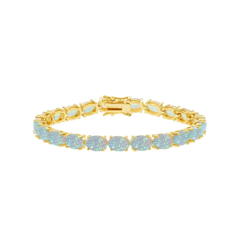 ladies bracelet winter mother’s-Eternal Blue Opal Tennis Bracelet