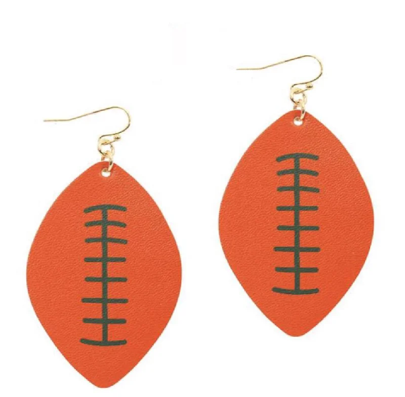 Ladies earrings sci-fi inspired earrings-College Football Leather Sport Earrings Orange and Green