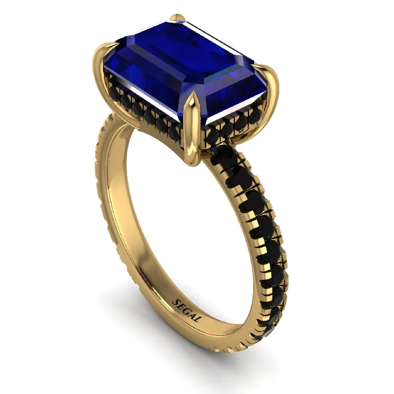 Ladies engagement rings pave halos-Emerald-Cut Sapphire Pavé Engagement Ring - Daphne No. 43