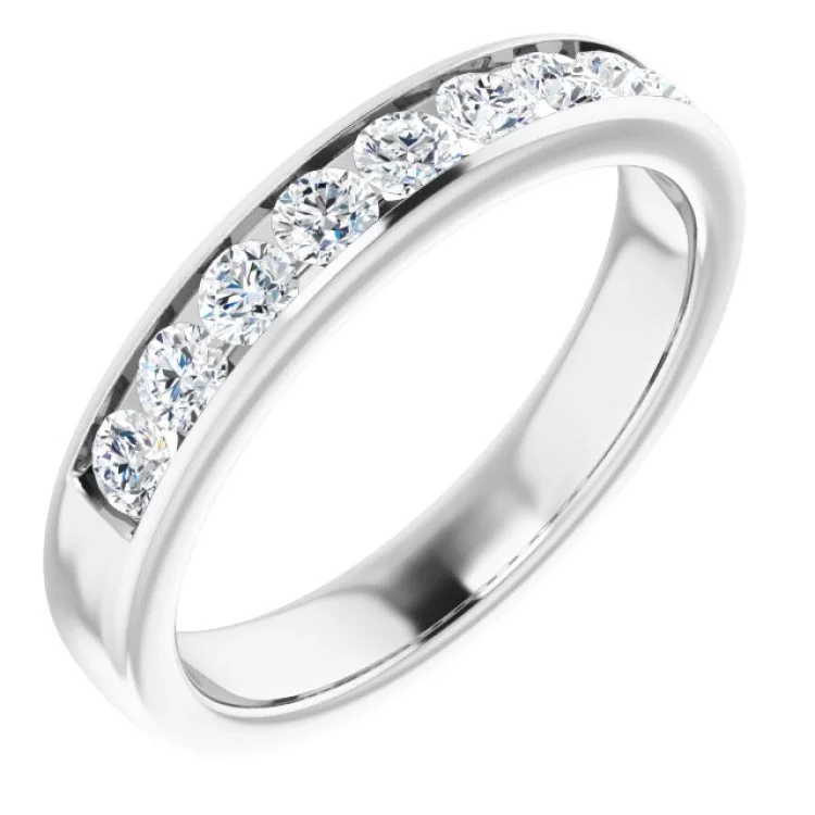 Ladies rings triple stone rings-Platinum 3/4 CTW Natural Diamond Band