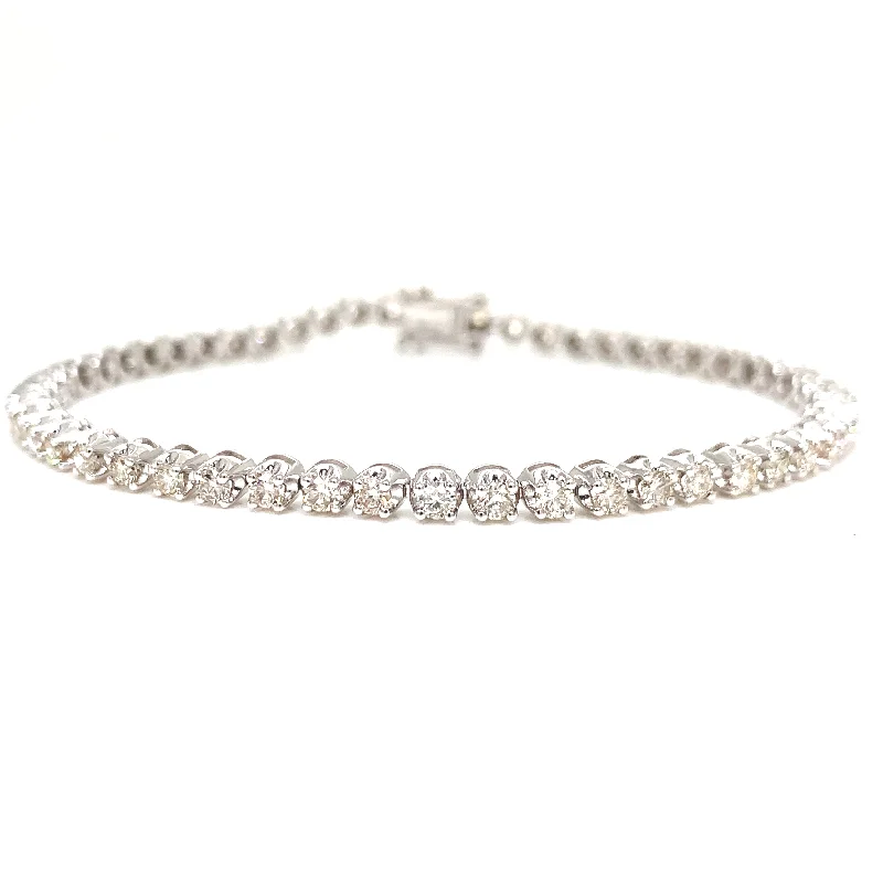 ladies bracelet custom halo-14K White Gold 3.00ct Diamond Tennis Bracelet