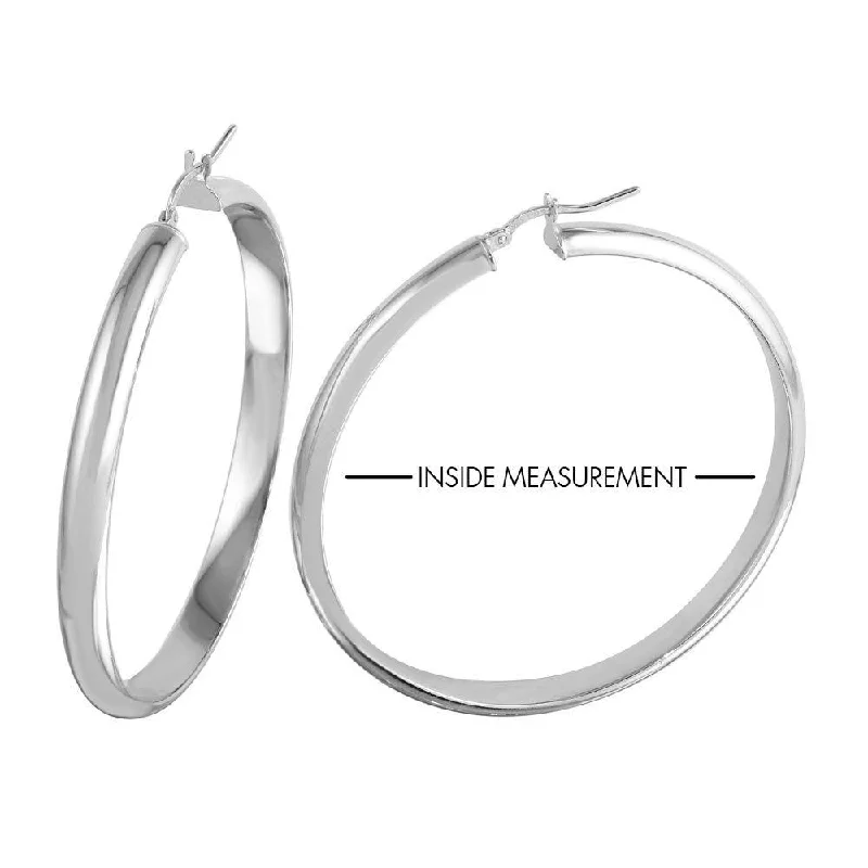 Ladies earrings love token earrings-925 Sterling Silver High Polish Electroforming Rounded 5mm Hoop Earring - ARE00023SL-50