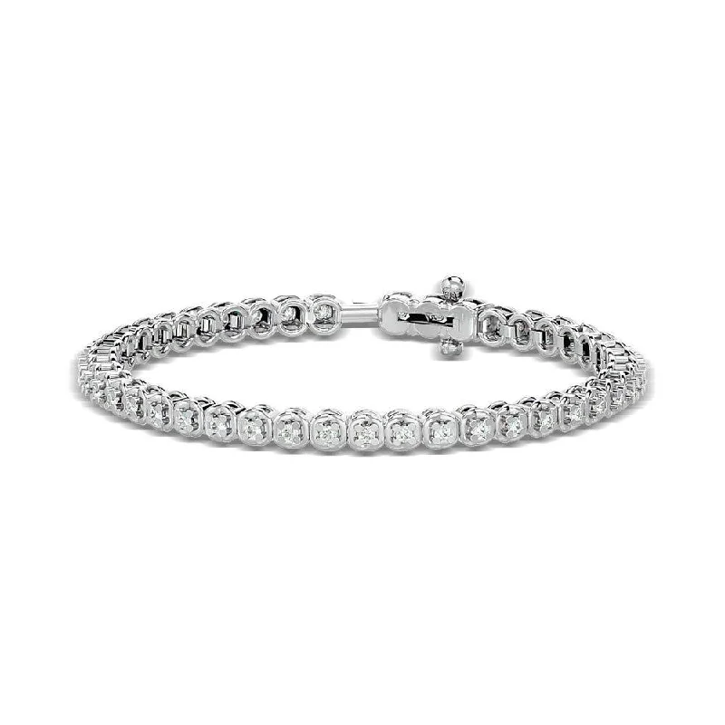 ladies bracelet chic birthstone-Diamond Tennies  Bracelet 1/3 ct tw in 10K White Gold