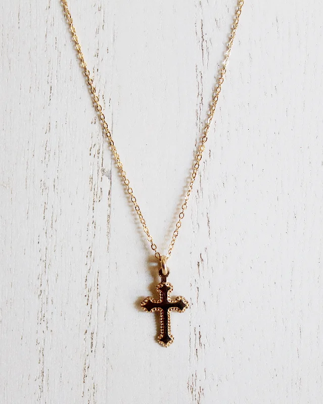 ladies necklace tropical summer-Mini Baby Cross Necklace