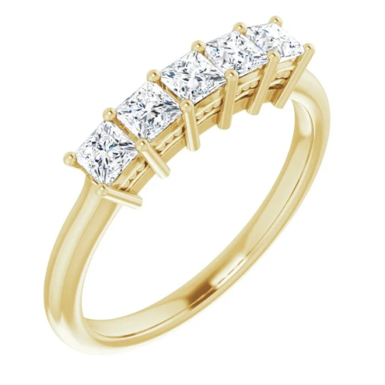 Ladies rings single layer rings-14K Yellow 5/8 CTW Natural Diamond Anniversary Band