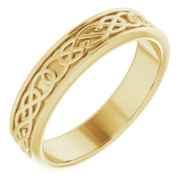 Ladies rings textured band designs-5mm Wide Celtic Design Band - 14k Gold or Platinum