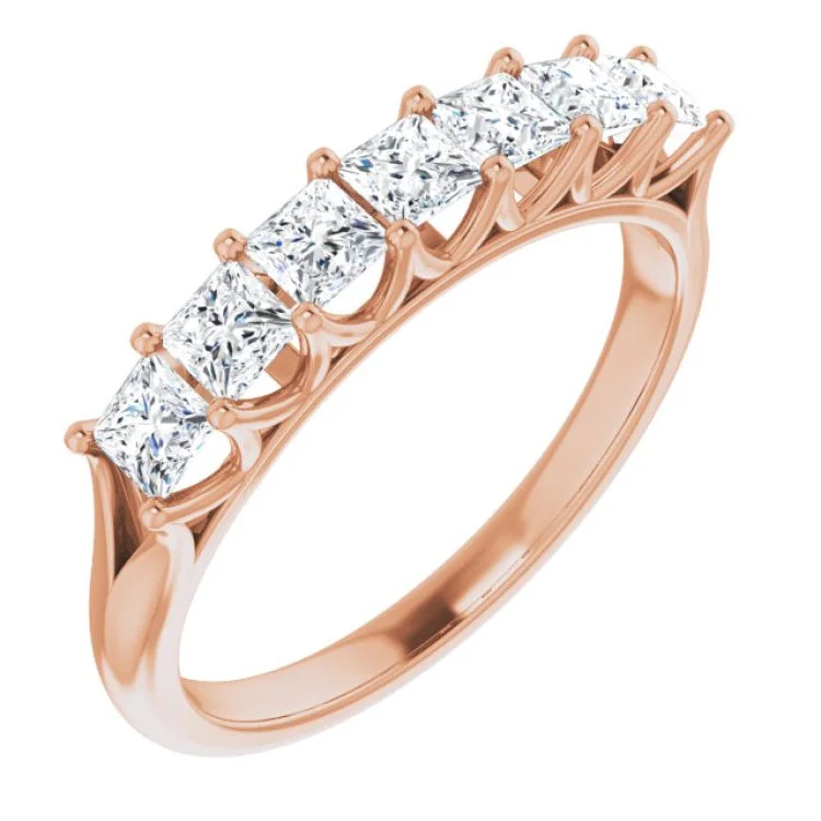 Ladies rings leather band rings-14K Rose 9/10 CTW Natural Diamond Anniversary Band