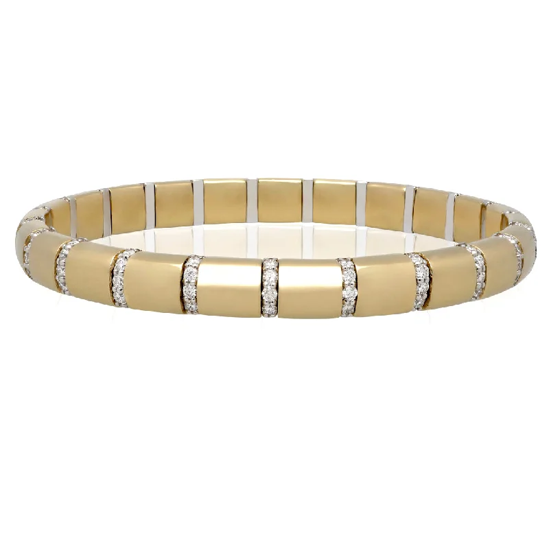 ladies bracelet animal bar-Roberto Demeglio Pura Oro Yellow Gold Bracelet with Eternity Diamond Bars