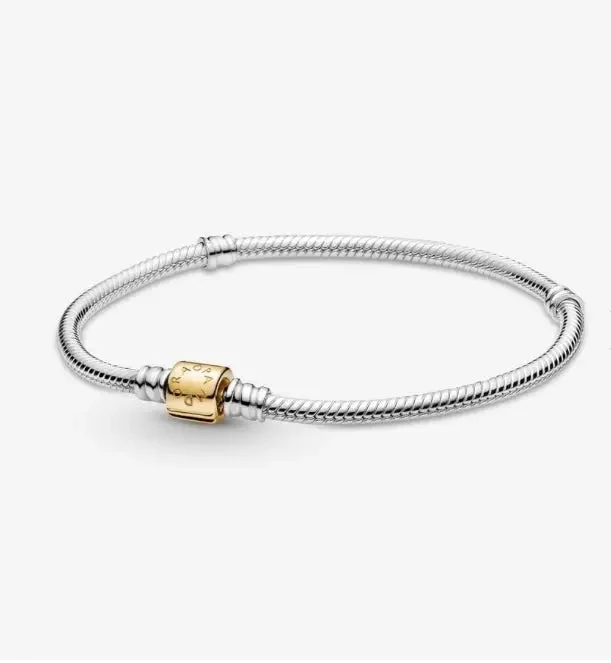 ladies bracelet chic name-Pandora Moments Barrel Clasp Snake Chain Bracelet