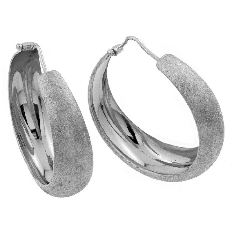 Ladies earrings Indian-inspired designs-Silver 925 Rhodium Plated Hoop Earrings - ITE00081RHD