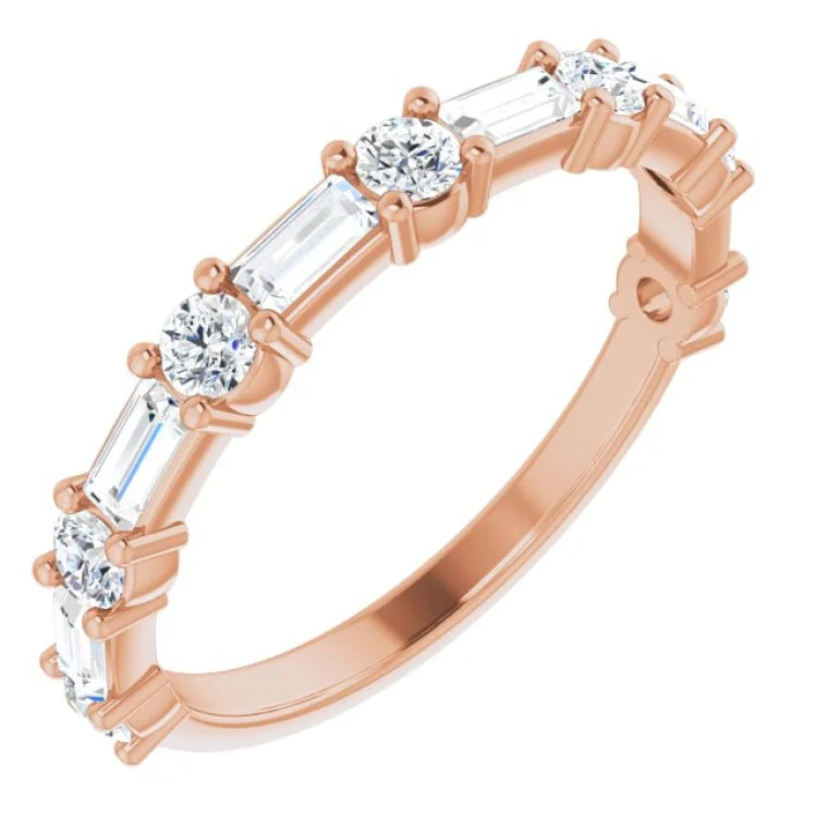 Ladies rings middle finger looks-14K Rose 3/4 CTW Natural Diamond Anniversary Band