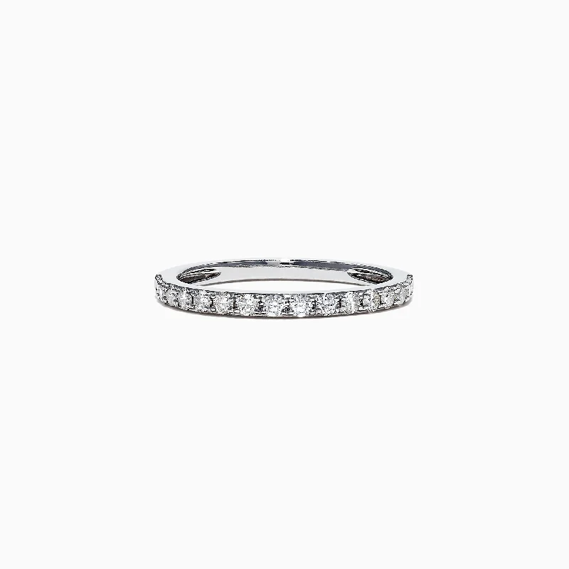 Ladies rings commitment band styles-Pave Classica 14K White Gold Diamond Band, 0.34 TCW