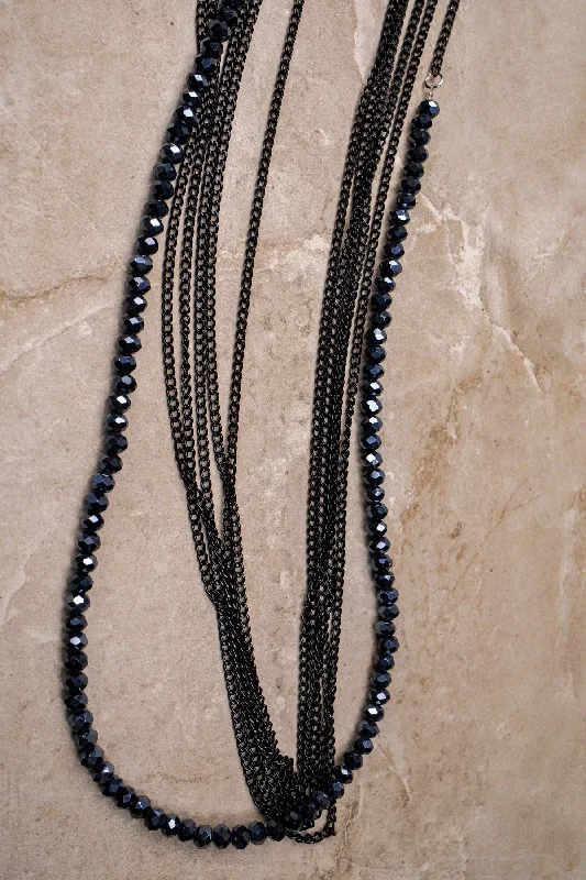 ladies necklace tropical cyber monday-Midnight Beaded Necklace