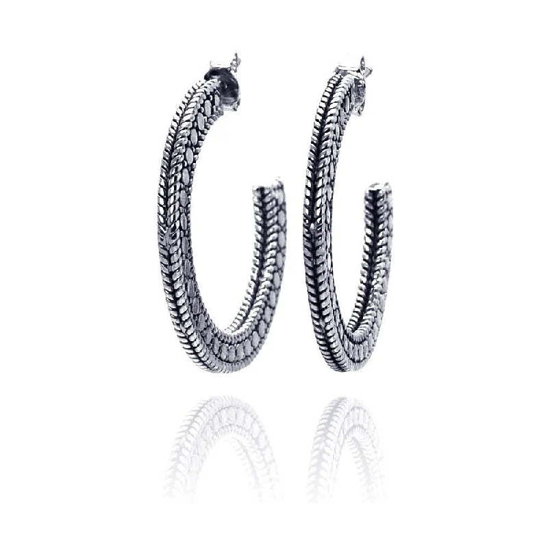 Ladies earrings family heirloom styles-Clearance-Silver 925 Rhodium Plated Braided Stud Earrings - STE00413