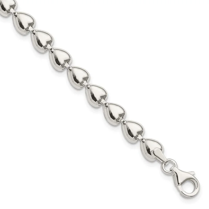 ladies bracelet holiday cyber monday-Sterling Silver Polished Heart Bracelet