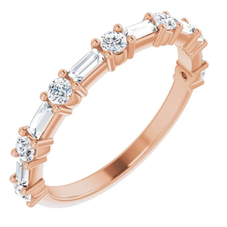 Ladies rings hypoallergenic materials-14K Rose 5/8 CTW Natural Diamond Anniversary Band