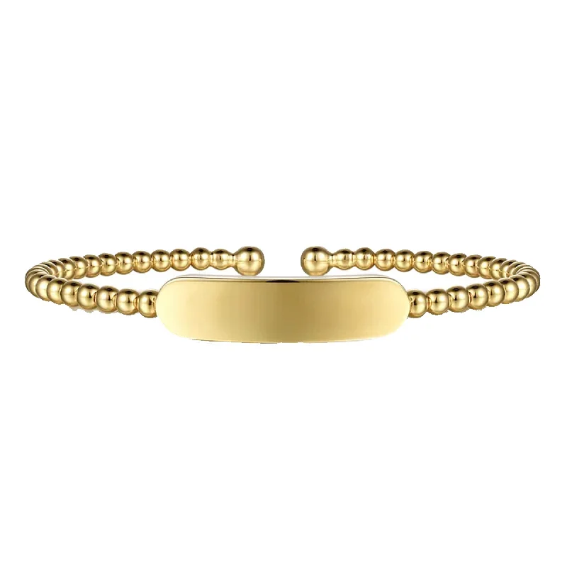 ladies bracelet christmas butterfly-Gabriel 14K Yellow Gold Personalized Bujukan ID Cuff Bracelet