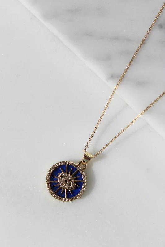 ladies necklace yellow topaz mother’s-Lapis Lazuli Eye Necklace