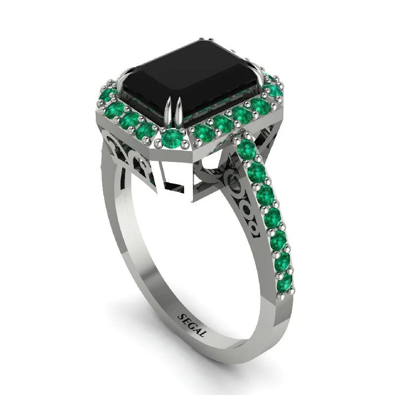 Ladies engagement rings summer solitaires-Emerald Cut Black Diamond Vintage-Inspired Engagement Ring - Addilyn No. 24