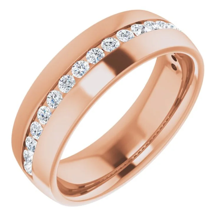 Ladies rings rustic charm designs-14K Rose 3/8 CTW Champagne Natural Diamond Band