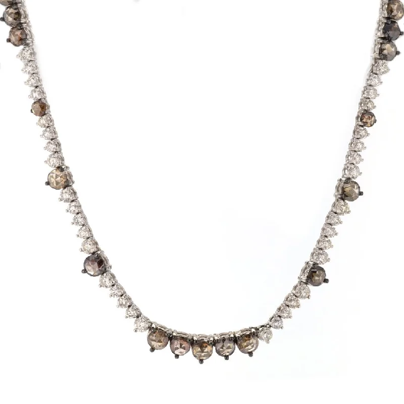 ladies necklace fall hammered-Cognac & White Diamond Eternity Necklaces