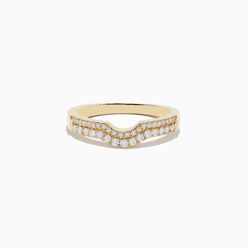 Ladies rings floral detail rings-D'oro 14K Yellow Gold Curved Diamond Band 0.32 TCW