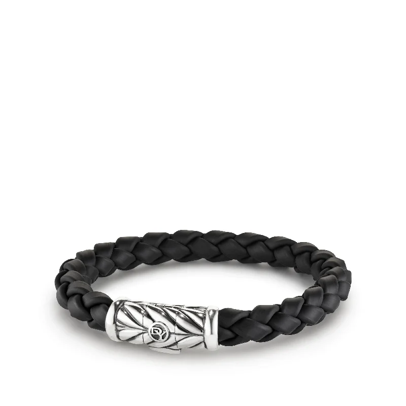 ladies bracelet bespoke silver-David Yurman Men's Chevron Bracelet in Black 8mm