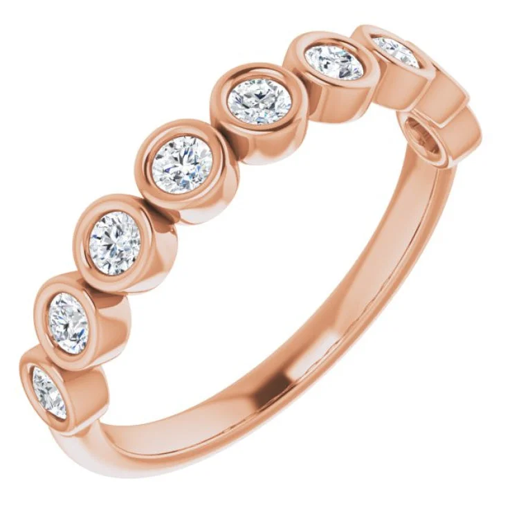 Ladies rings salt-and-pepper styles-14K Rose 1/2 CTW Natural Diamond Anniversary Band