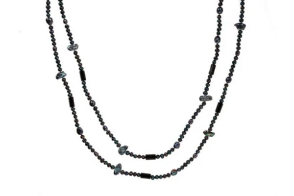 ladies necklace summer winter-Black Pearl & Agate Necklace