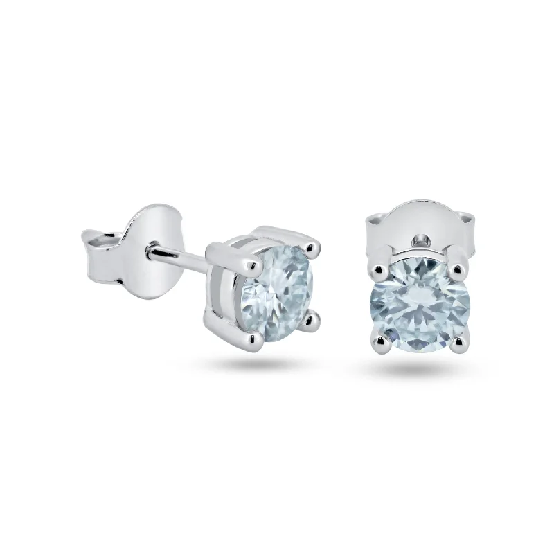 Ladies earrings bold weight earrings-925 Sterling Silver Moissanite 5mm Round Push Back Earring - MBGE00003