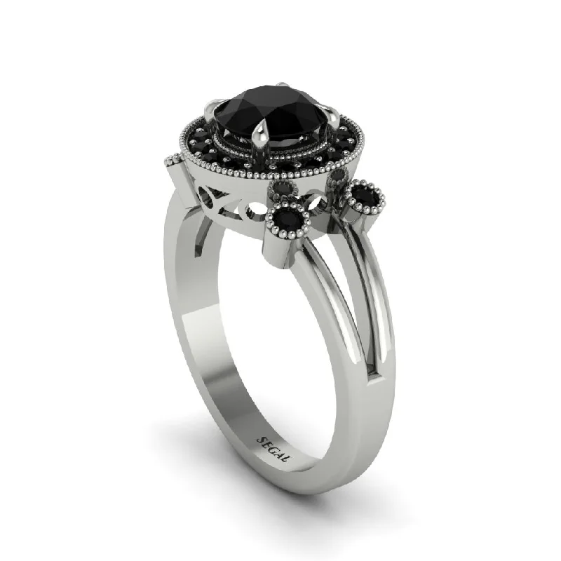 Ladies engagement rings luxurious halo rings-Radiant Black Diamond Halo Gold Engagement Ring - Madilyn No. 39