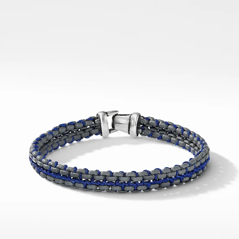 ladies bracelet classic sapphire-Men's Woven Box Chain Bracelet in Grey