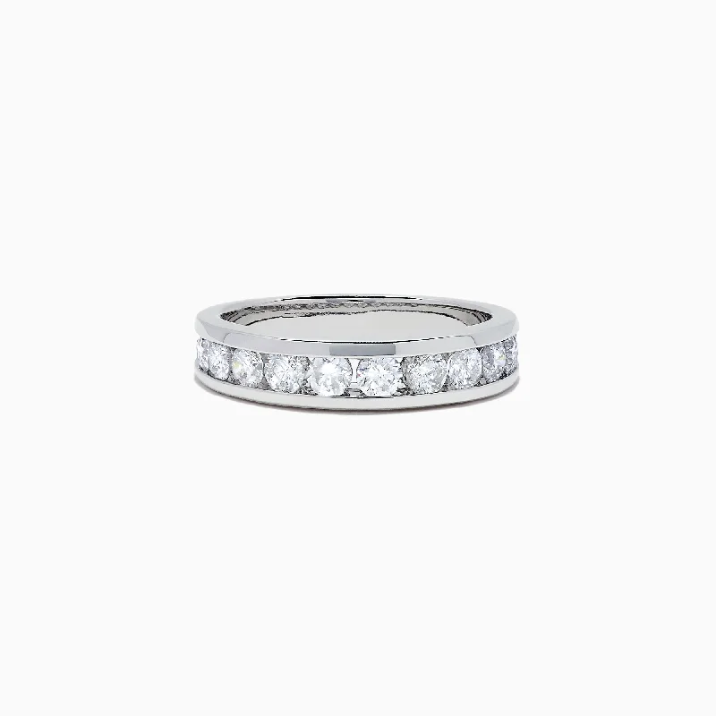 Ladies rings oval cut designs-Bridal 14K White Gold Channel Set Diamond Band, 0.98 TCW