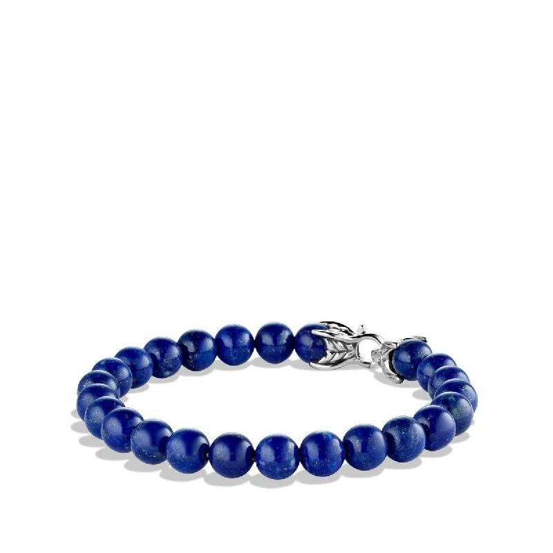 ladies bracelet leaf summer-Mens Spiritual Beads Bracelet with Lapis Lazuli