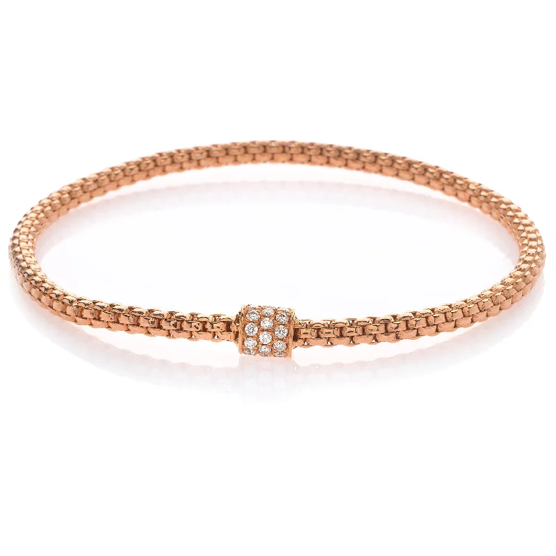 ladies bracelet affordable blue sapphire-Hulchi Belluni Bracelet Single Pave Diamond Barrel Bead Rose Gold