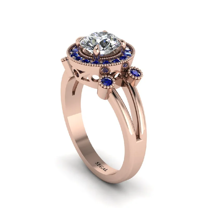 Ladies engagement rings rose-cut diamond bands-Radiant Diamond Halo Gold Engagement Ring - Madilyn No. 62