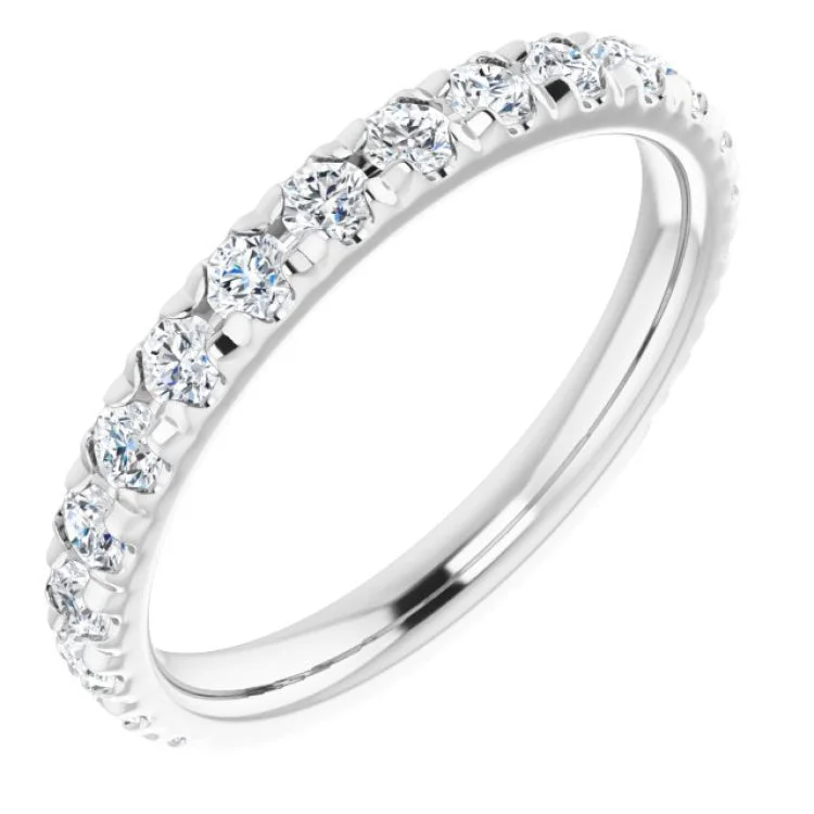 Ladies rings fragile beauty styles-14K White 3/4 CTW Natural Diamond French-Set Anniversary Band