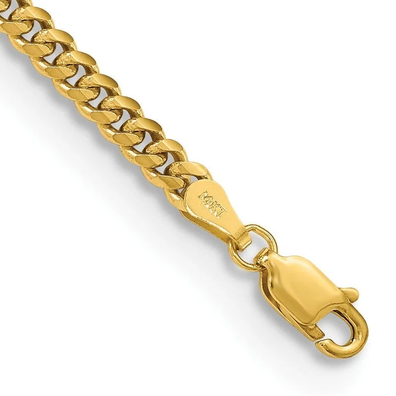 ladies bracelet trendy onyx-14K 3.5mm Solid Miami Cuban Link with Lobster Clasp Bracelet