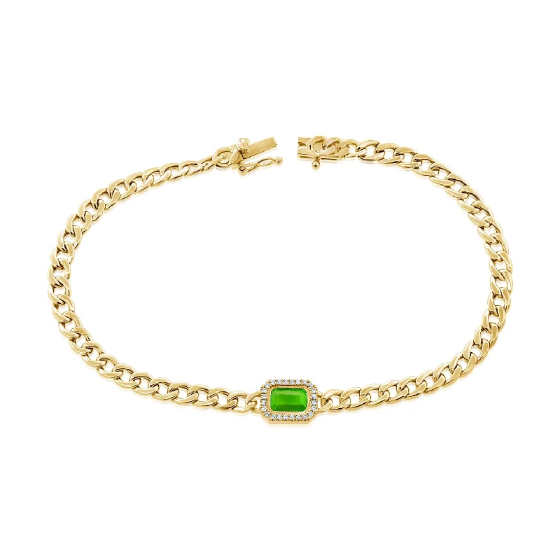 ladies bracelet garnet boho-OKGs Collection 14K Emerald Bracelet with Diamonds