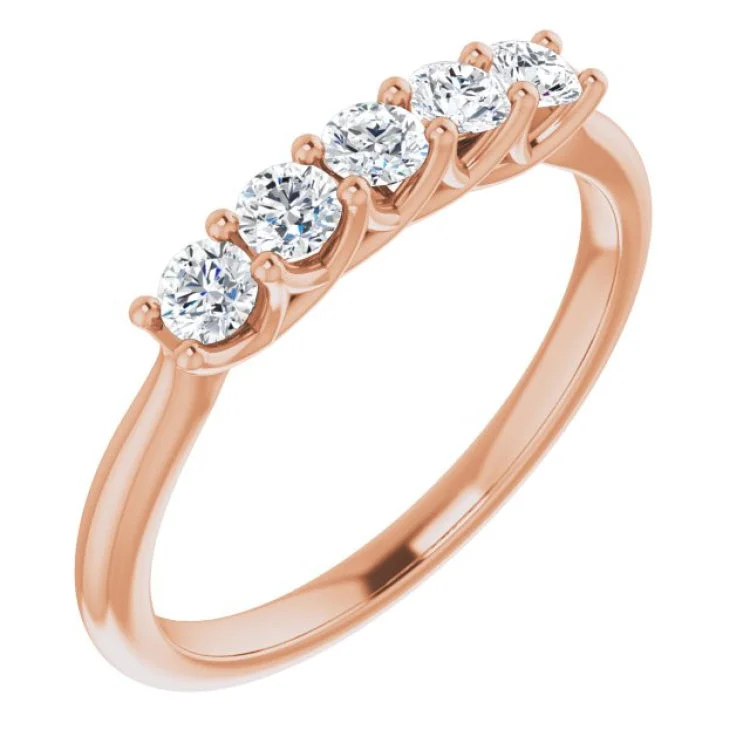 Ladies rings faceted gem rings-14K Rose 3/8 CTW Natural Diamond Anniversary Band