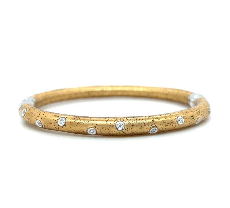 ladies bracelet feather spring-Sterling Silver, Gold Enameled, & Diamond Bangle Bracelet by SOHO