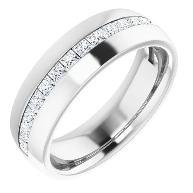 Ladies rings multi-stone designs-14K White 1 CTW Natural Diamond Band